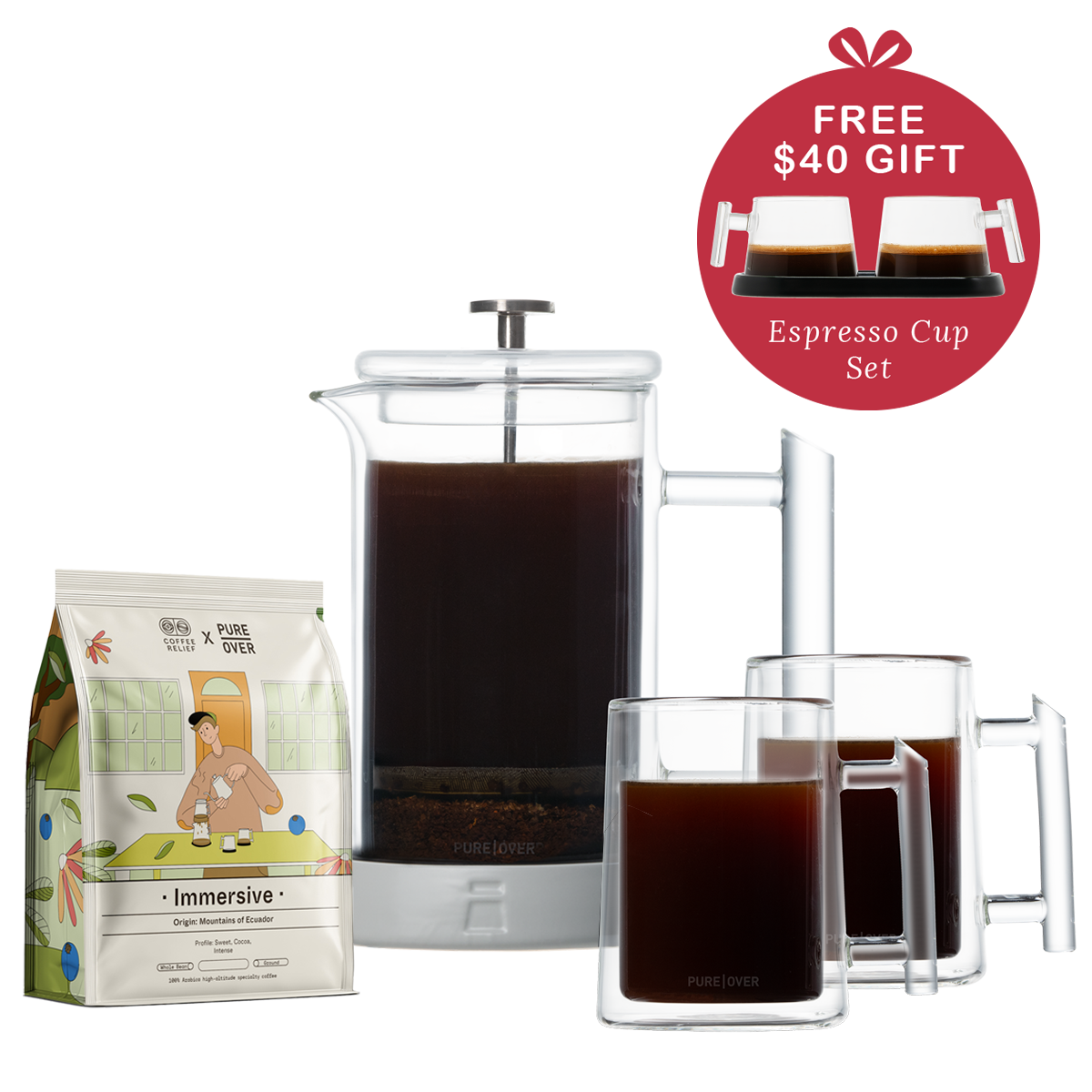 French Press for 2 Gift Set