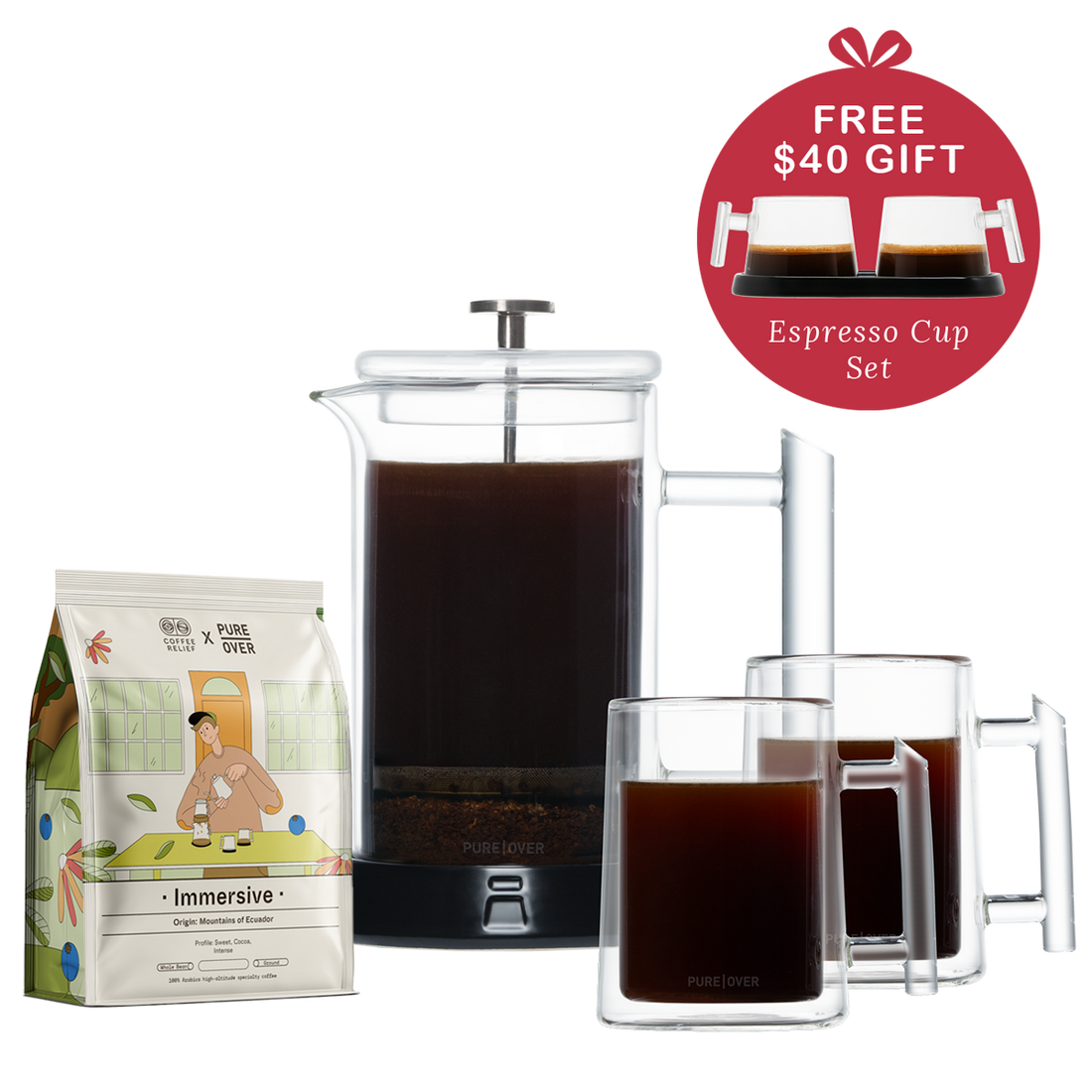 French Press for 2 Gift Set