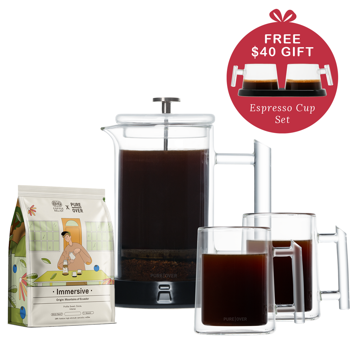 French Press for 2 Gift Set