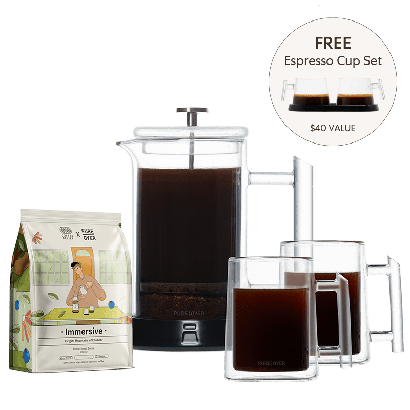 French Press for 2 Gift Set - Pure Over - PO-FP-B_2M_C