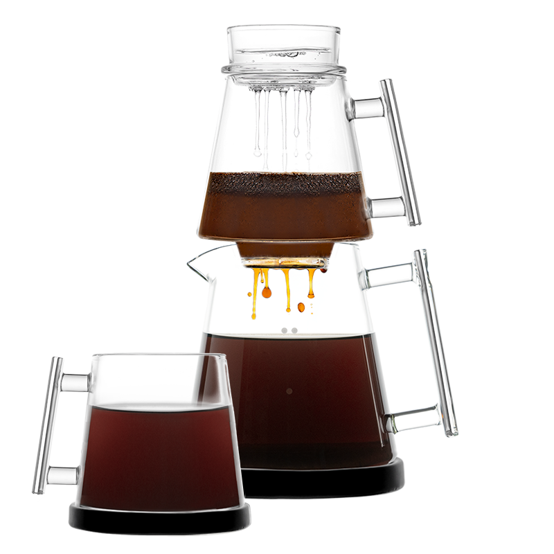 Pure Over Signature Brew Kit with black base and single glass mug bundle 