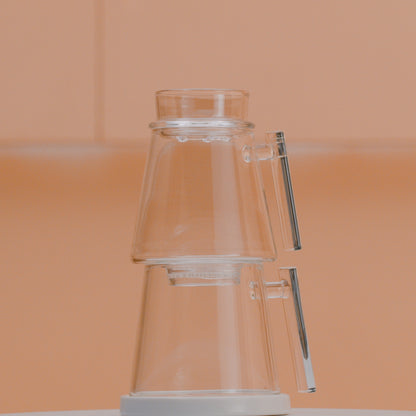 Pure Over Signature Brew Kit all-glass coffee maker highlighting no paper filters, no waste, and controlled pour over brewing experience