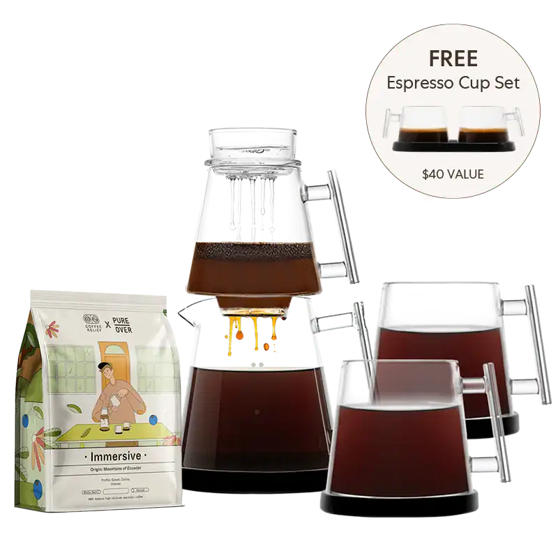 Signature Brew Kit + 2 Mugs + Coffee + Free Gift - Pure Over - POM-BK-B_2M_CG