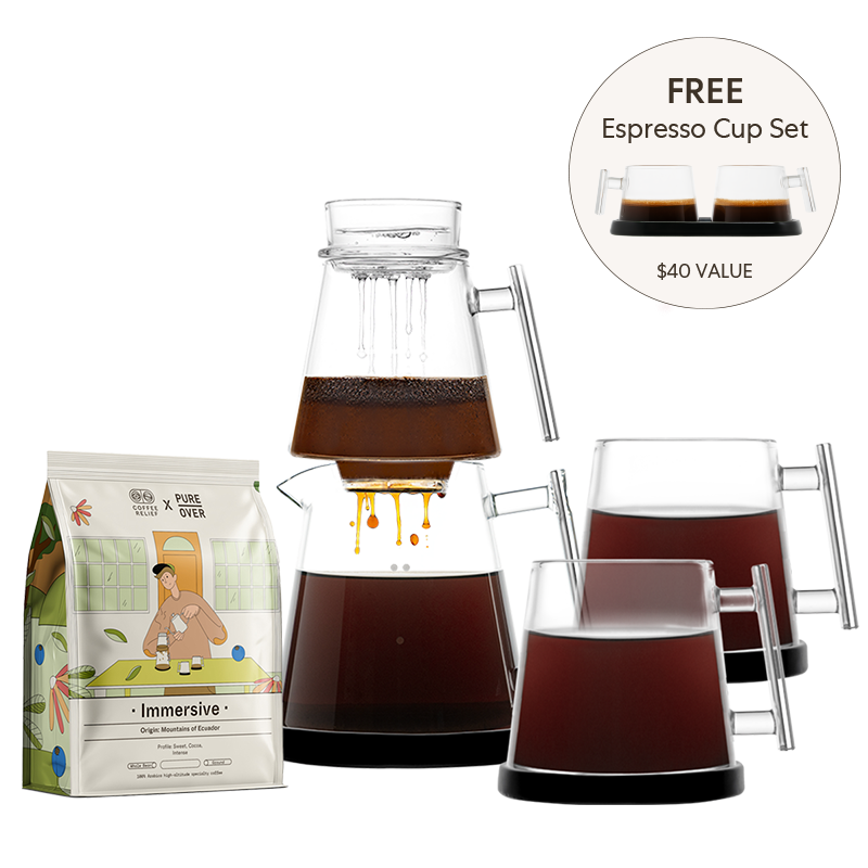 Signature Brew Kit for 2 Gift Set - Pure Over - with coffee and 2 mugs