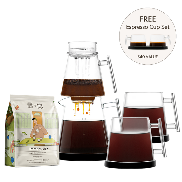 Signature Brew Kit for 2 Gift Set - Pure Over - with coffee and 2 mugs