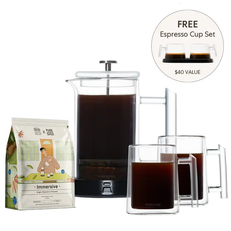 French Press for 2 Gift Set - Pure Over - PO-FP-B_2M_C