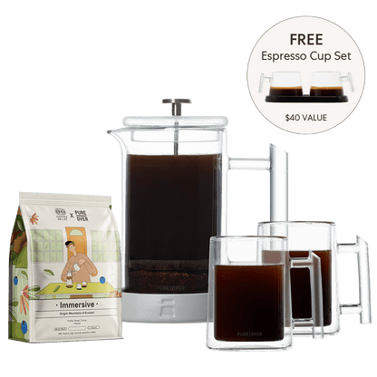 French Press for 2 Gift Set - Pure Over - PO-FP-W_2M_C
